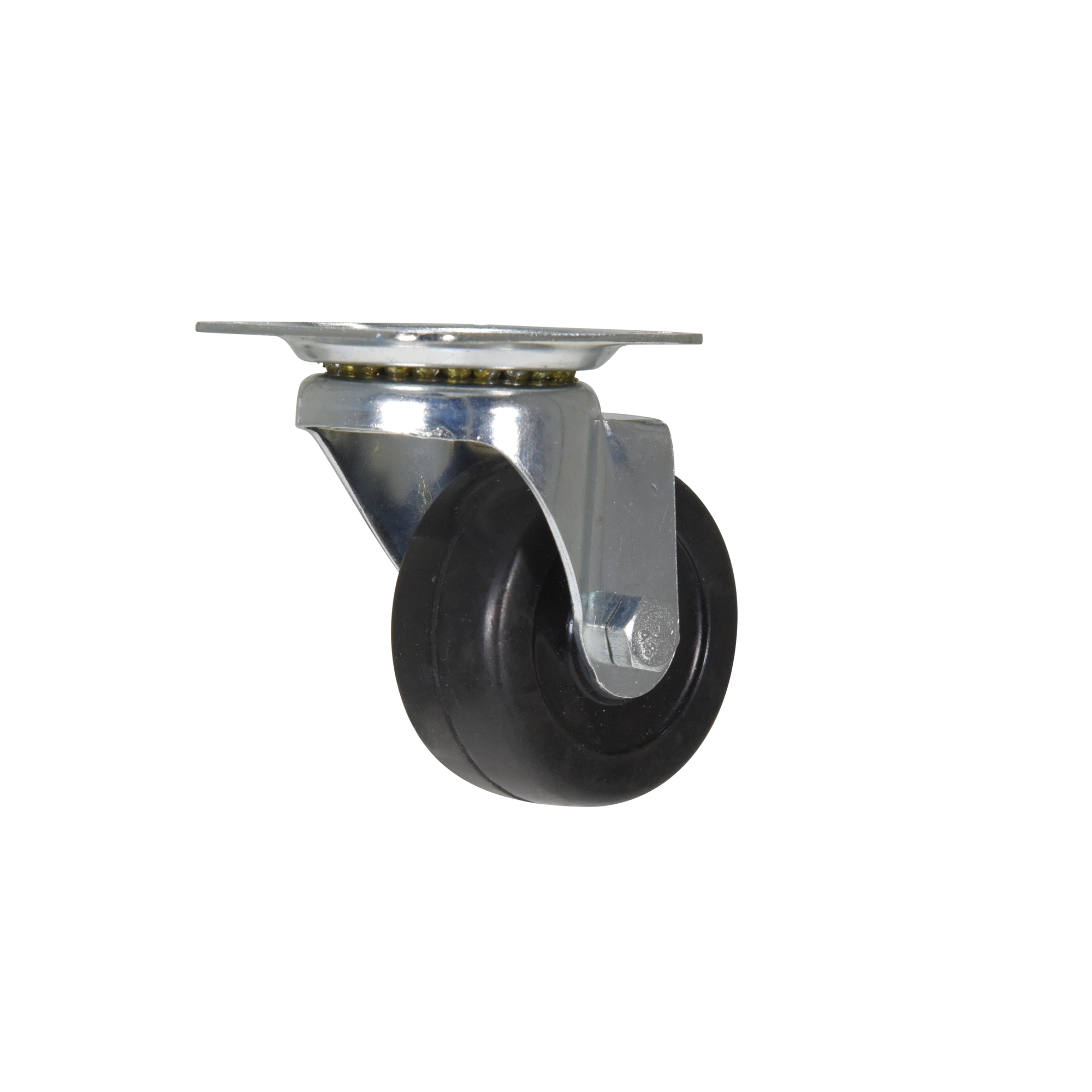 Vestil Rubber Swivel Caster - 2in. x 1in., Black, Zinc Plated, Model# CST-VE-2X1RU-S